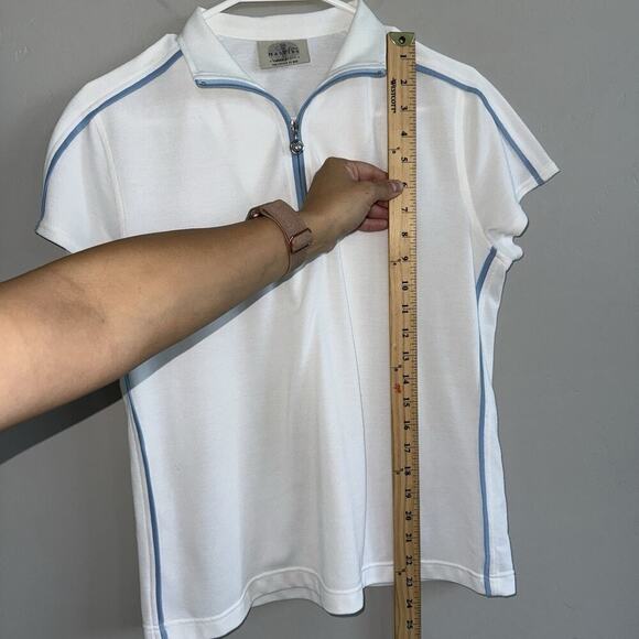 Masters Golf Masters By Alaska Woman’s Polo White Short Sleeve Shirt Sz USA 12 - Picture 7 of 10
